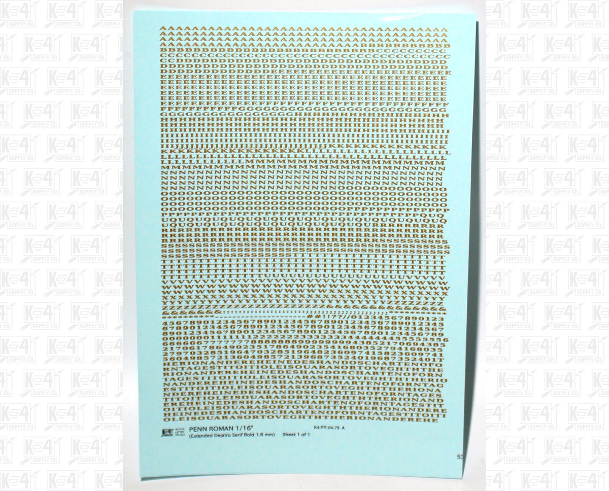 Penn Roman Letter Number Alphabet