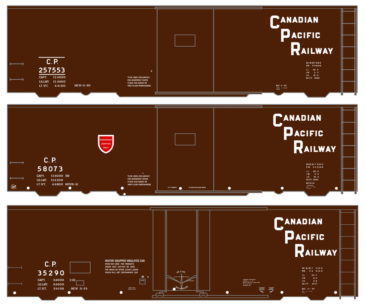カバ？サインぺン Canadian Pacific 40 Ft Steel Boxcar White Block Letter - Decal