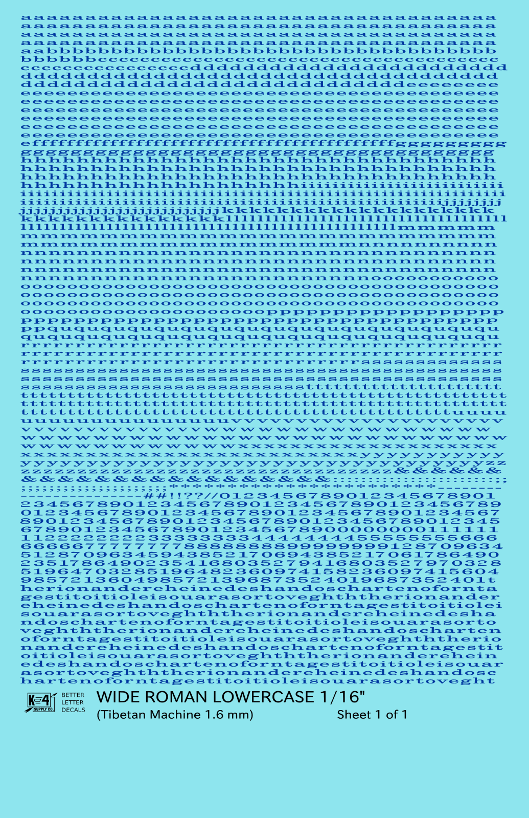 Lowercase Wide Roman Letter Number Alphabet