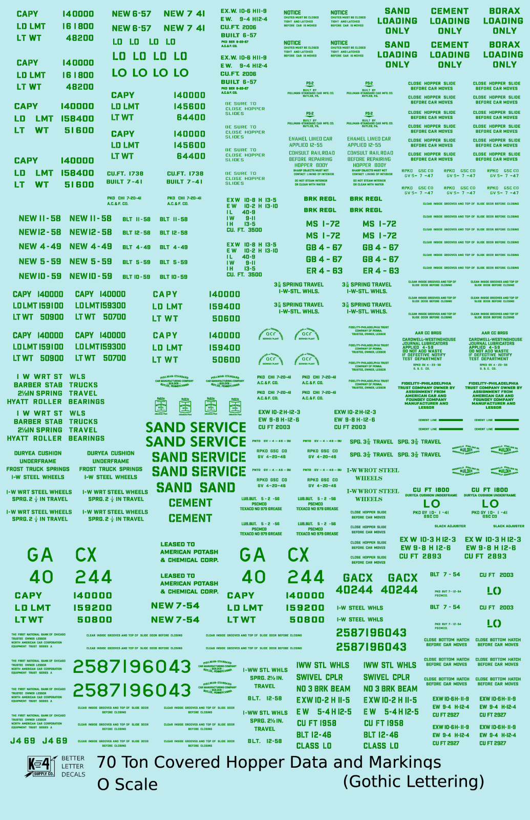 Dimensional and Weight Data 70 Ton Covered Hopper Gothic Font