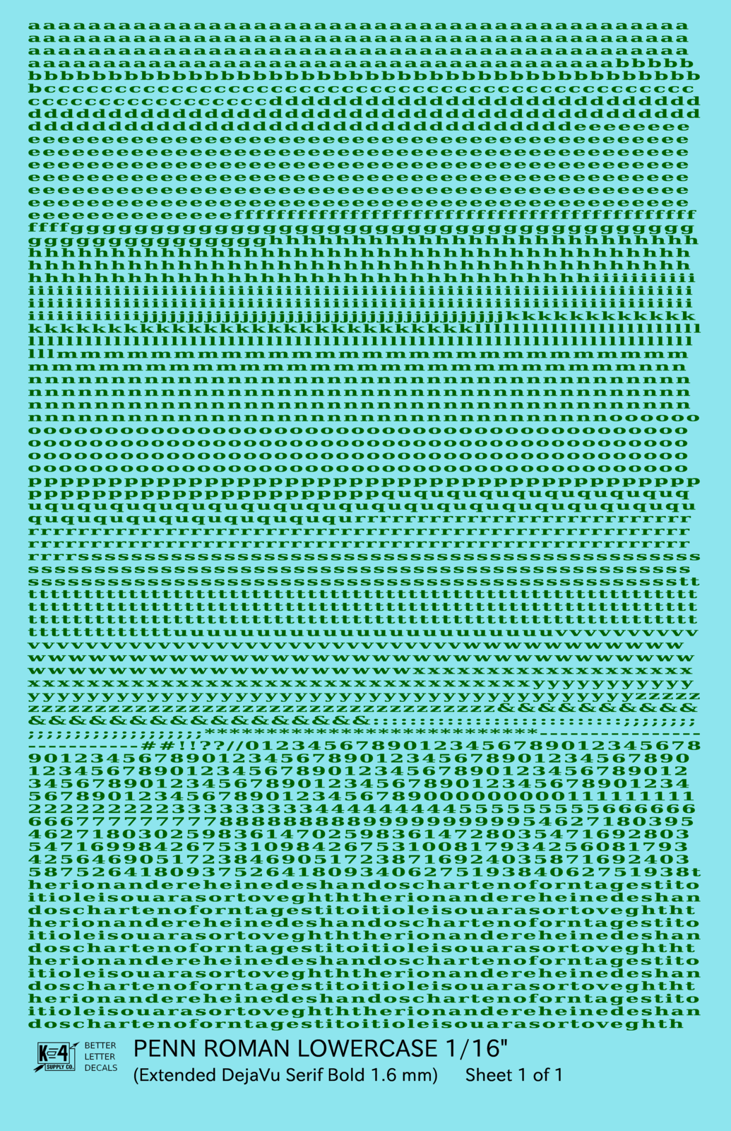 Lowercase Penn Roman Letter Number Alphabet