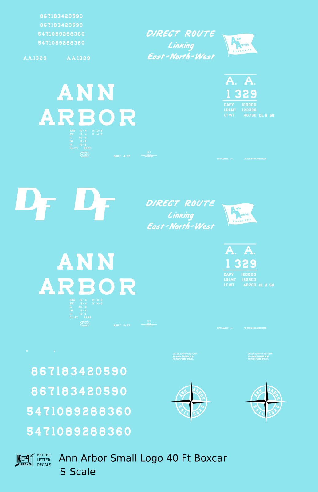 Ann Arbor 40 Ft Boxcar White Small Flag / Compass