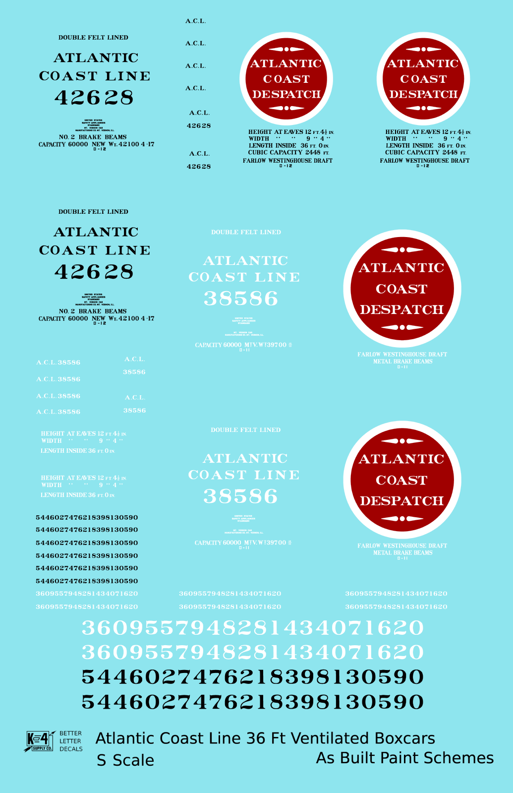 Atlantic Coast Line Ventilated Watermelon Boxcar Black, White, Red As Built Schemes