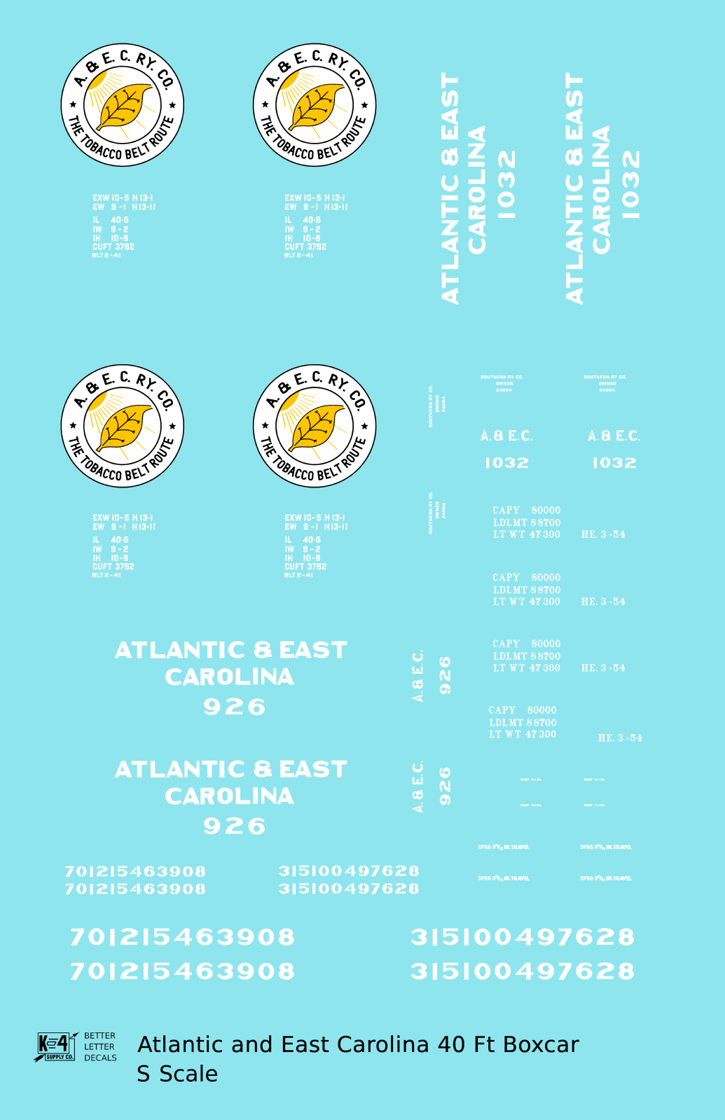 Atlantic & East Carolina 40 Ft Boxcar White Tobacco Belt Route