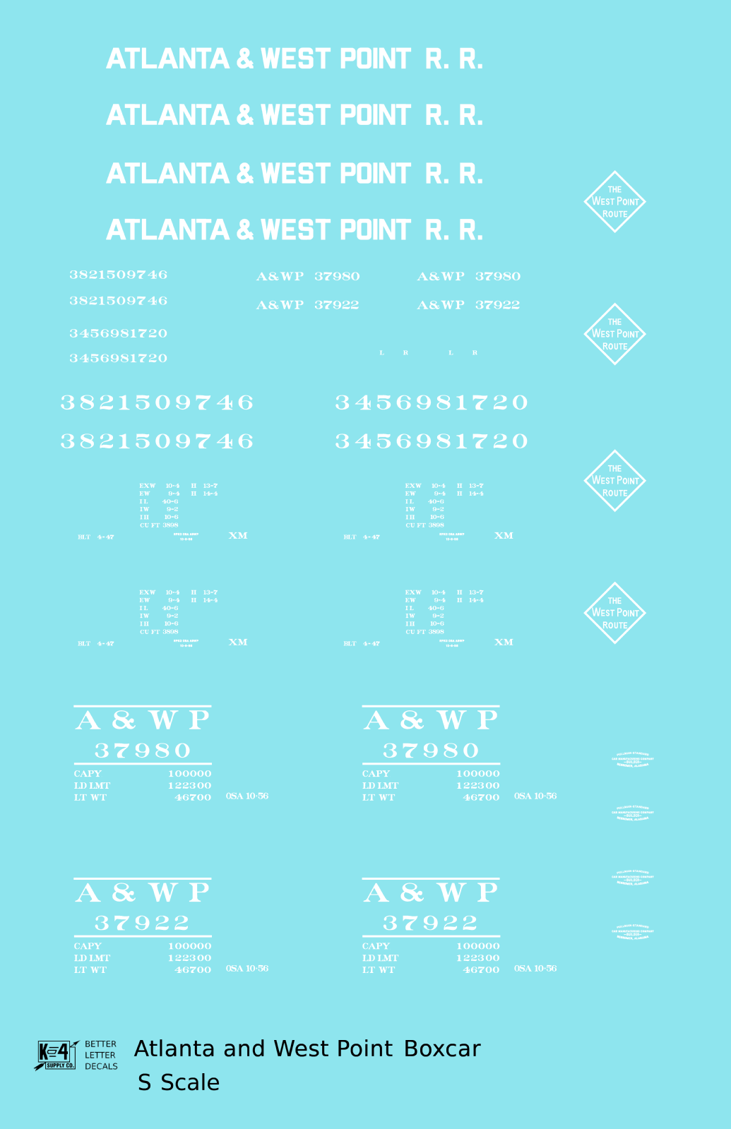 Atlanta and West Point 40 Ft Boxcar White A&WP