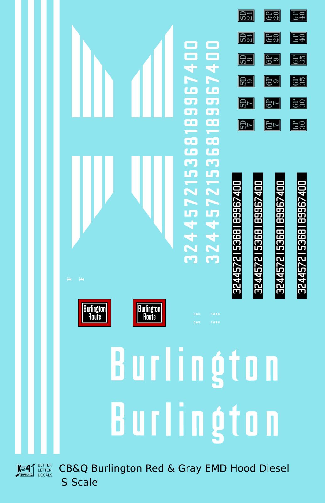 Burlington CB&Q EMD Diesel Locomotive White Red/Gray Scheme