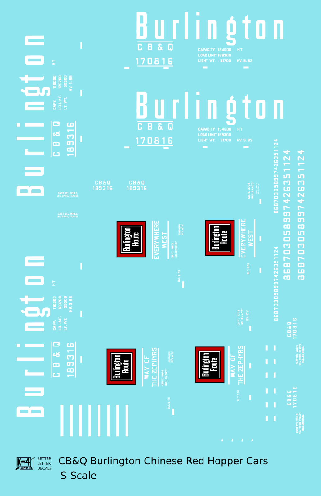 Burlington CB&Q Chinese Red Hopper Car White