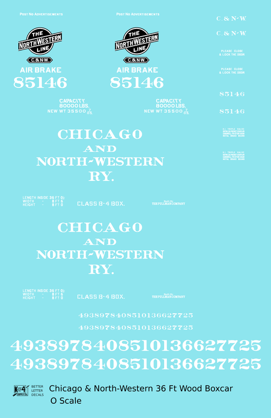 Chicago and North Western 36 Ft Wood Boxcar White
