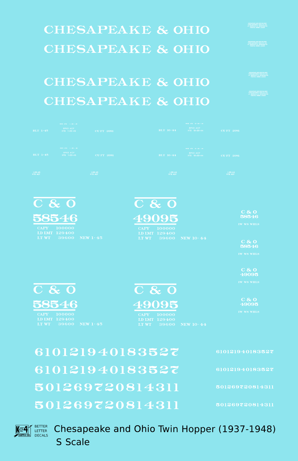 Chesapeake & Ohio Offset Twin Hopper White C&O (1937-1948)