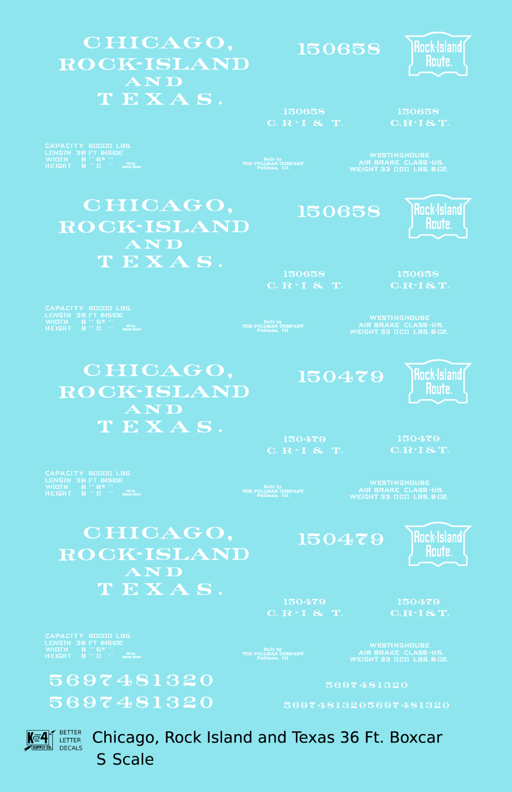 Chicago, Rock Island and Texas 36 Ft Boxcar White