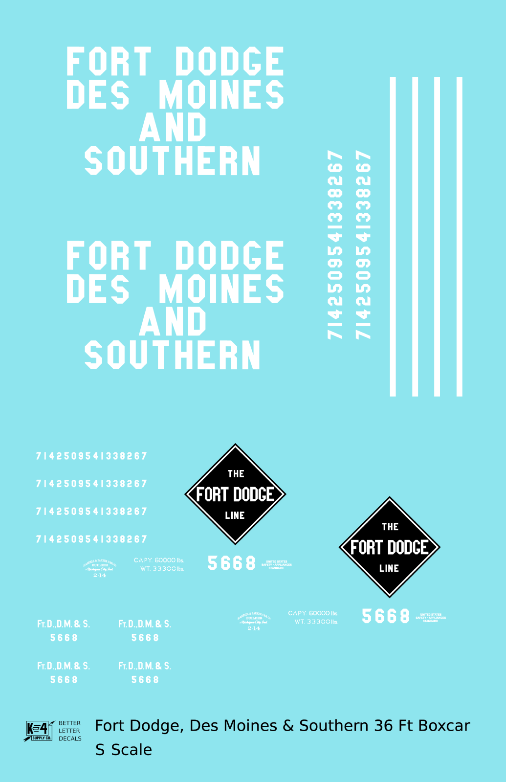 Fort Dodge Des Moines & Southern Line 36 Ft Wood Boxcar White FDDMS