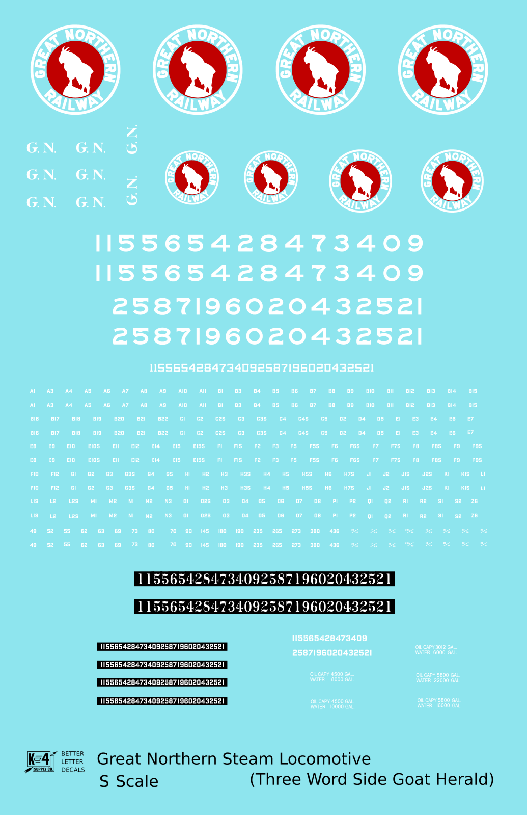 Great Northern Steam Locomotive White and Red Late Herald