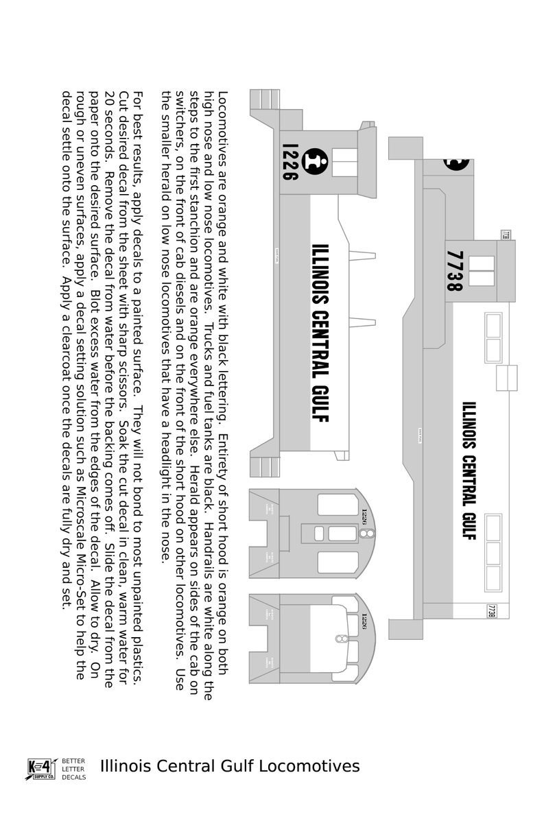 Illinois Central Gulf Diesel Locomotive Black - Decal - Choose