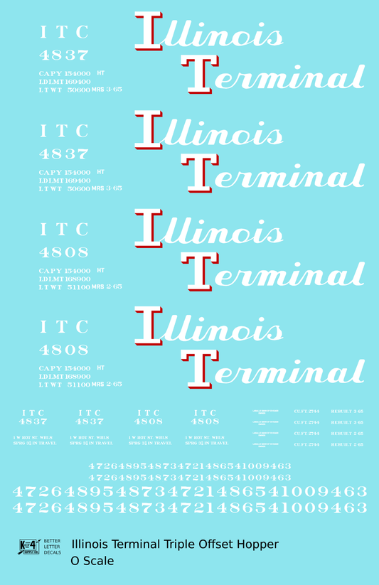 Illinois Terminal Offset Triple Hopper White and Red
