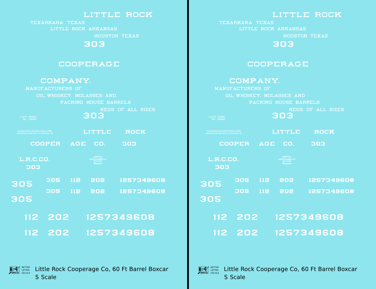 Little Rock Cooperage Co 60 Ft Wood Cooperage/Barrel Boxcar White