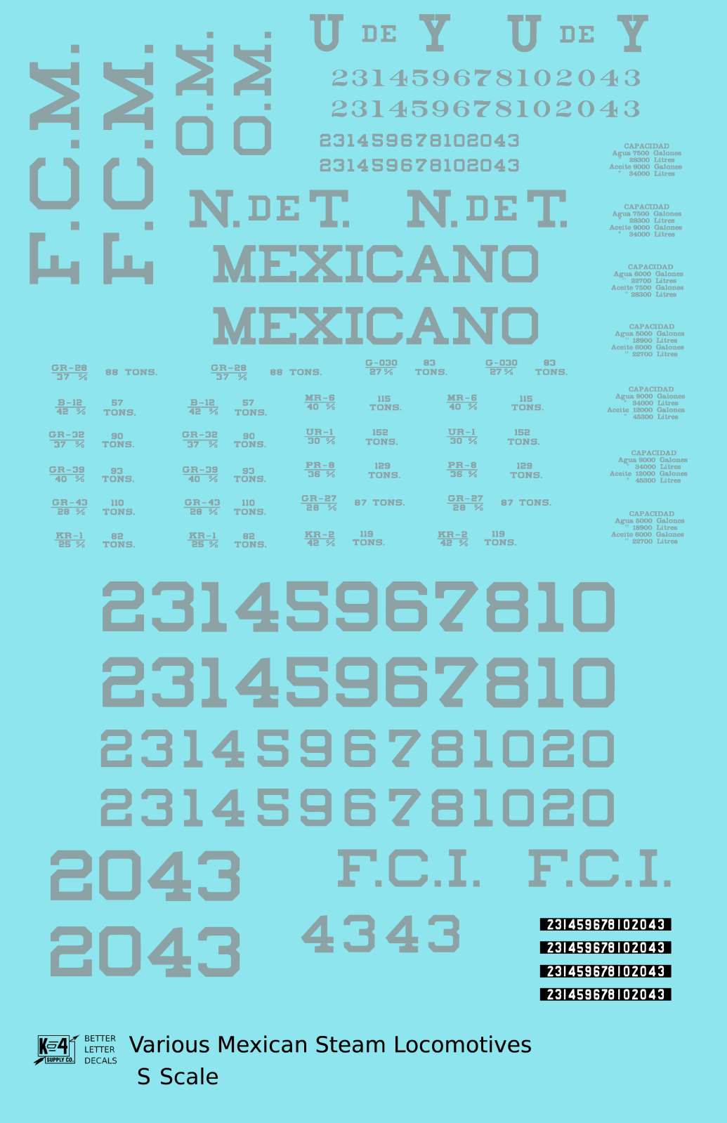 UdeY NdeT FCM Mexicano FCI Various Mexican Steam Locomotives Silver