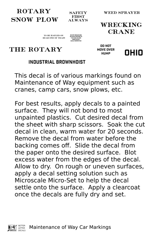 Maintenance Of Way (MOW) Data and Markings