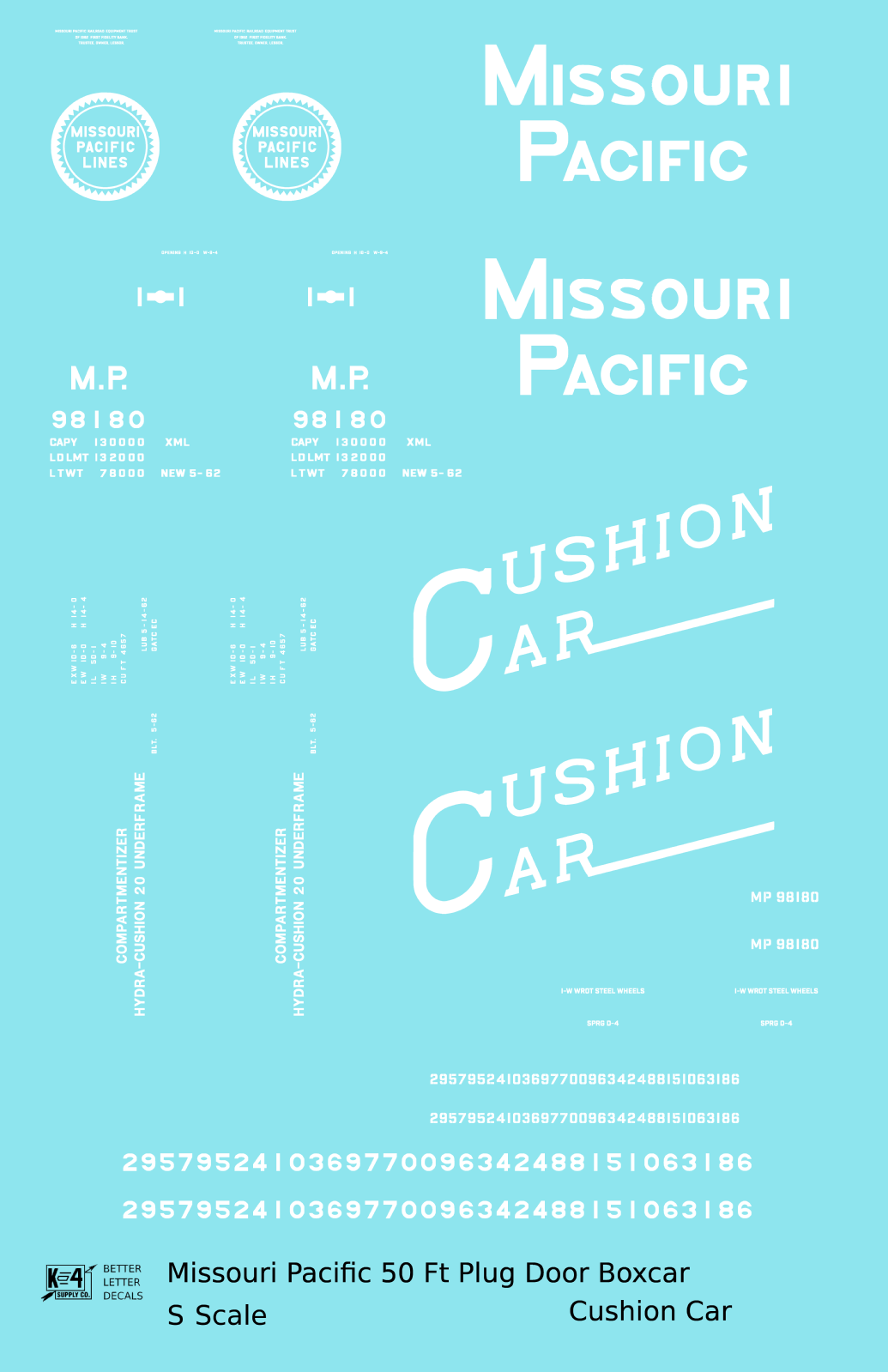 Missouri Pacific 50 Ft Insulated Boxcar White Cushion Car