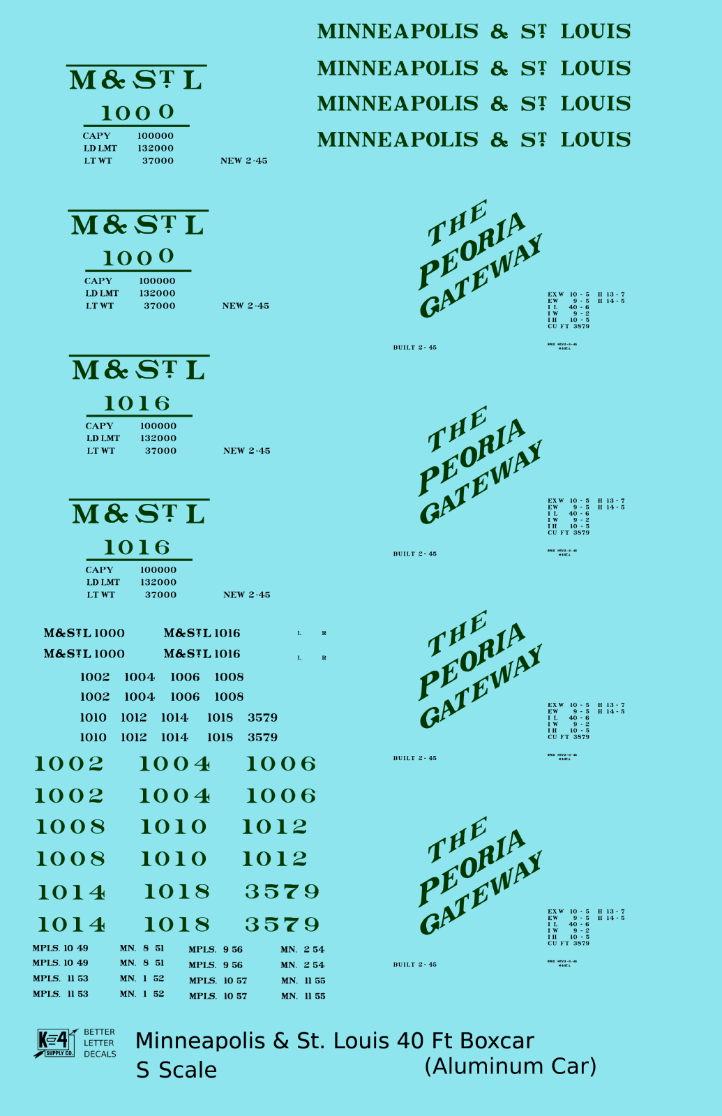 Minneapolis and St Louis Aluminum 40 Ft Boxcar Dark Green and Black