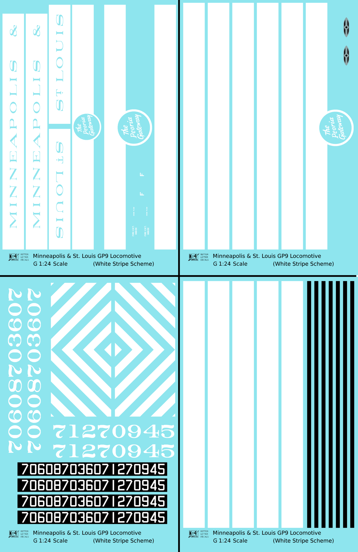 Minneapolis and St Louis EMD GP9 Diesel White Late Scheme - Decal - Choose Scale