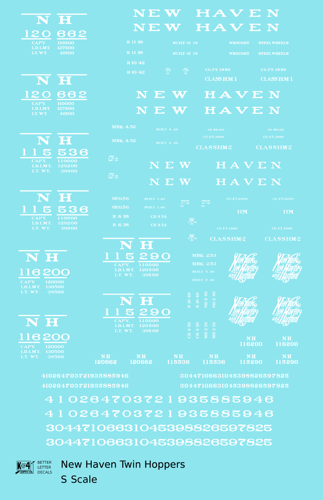 New York, New Haven, and Hartford Ribbed Twin Hopper White HM HM1 HM2 Classes