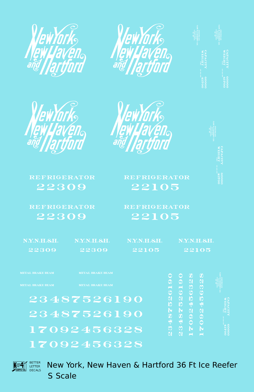 New York New Haven & Hartford 36 Ft Wood Ice Reefer Script Logo
