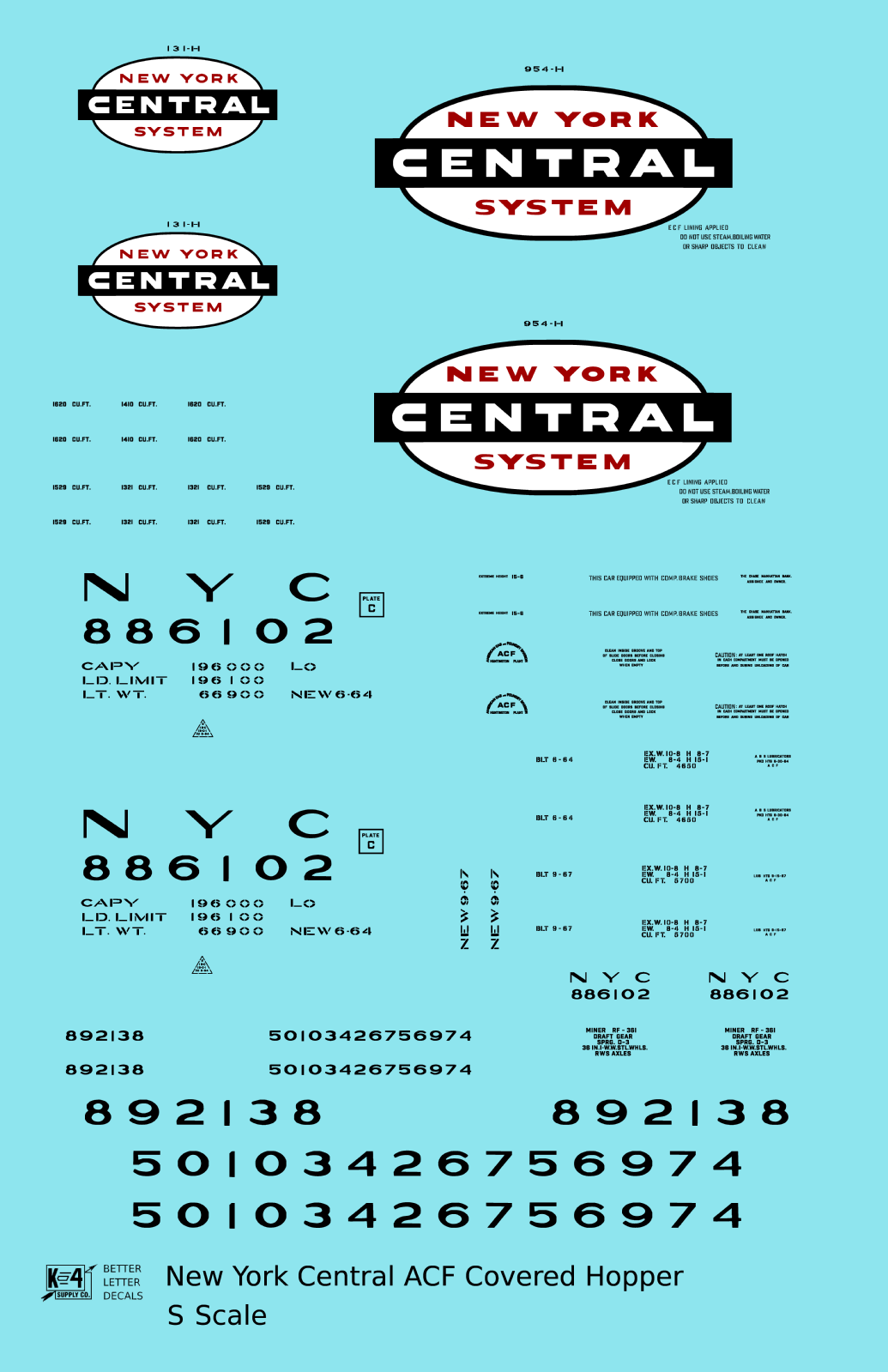 New York Central ACF Covered Hopper Black White and Red