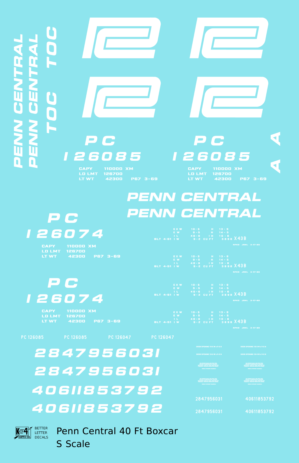 Penn Central PC 40 Ft Boxcar White