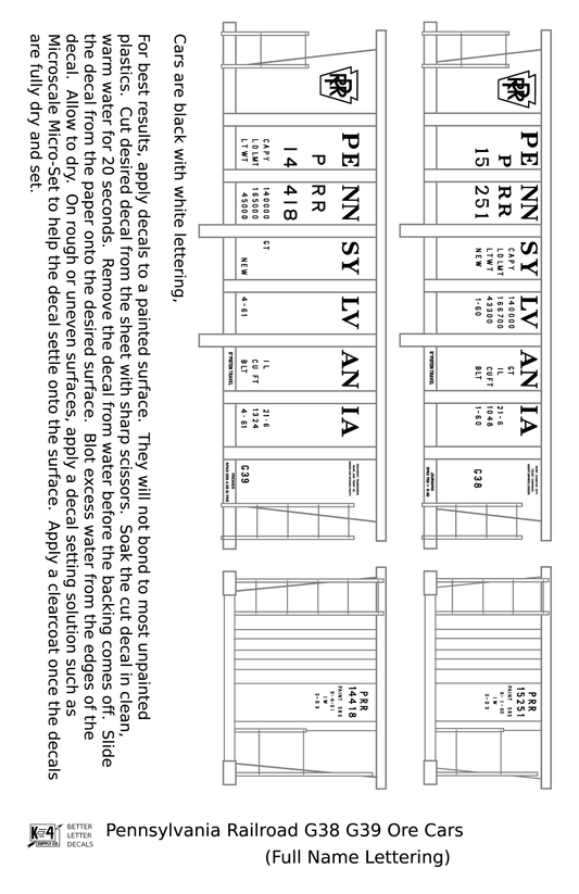 Pennsylvania Railroad G38 G39 Ore Car White Full Name