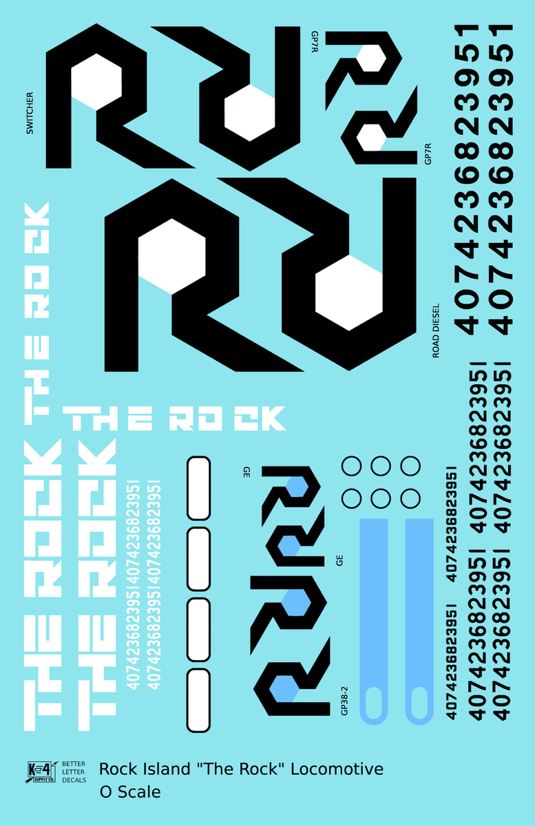 Rock Island Diesel Locomotive Black and White The Rock - Decal