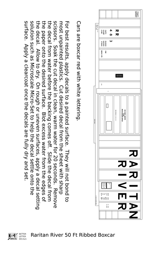 Raritan River 50 Ft Ribbed Boxcar White - Decal
