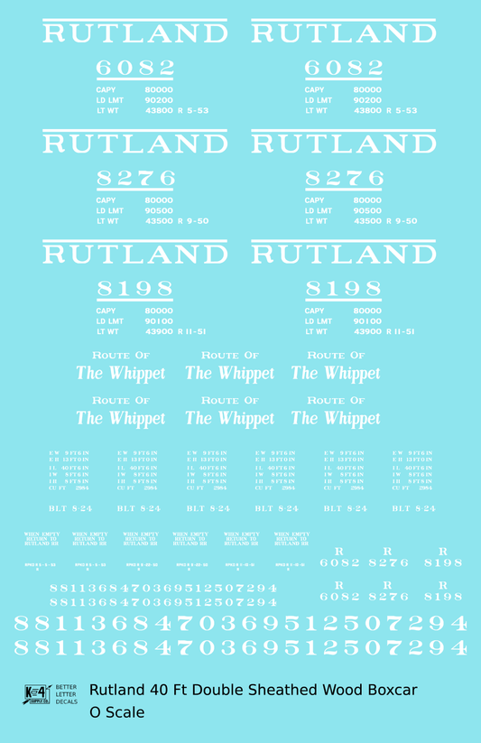 Rutland 40 Ft Double Sheathed Wood Boxcar White Route Of the Whippet