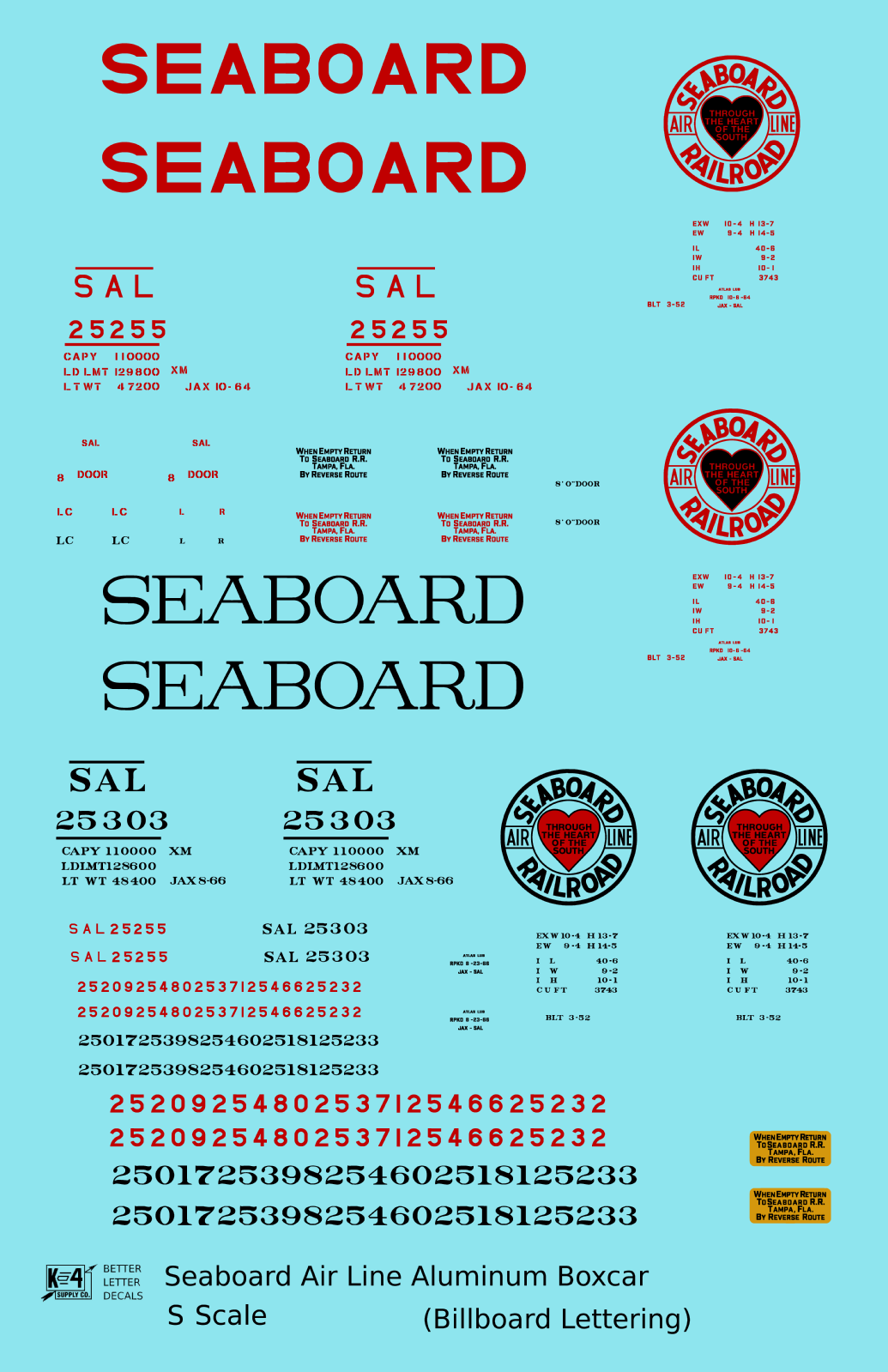 Seaboard Air Line Aluminum 40 Ft Boxcar Red and Black Late Scheme