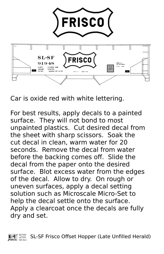 SLSF Frisco Offset Twin Hopper White Unfilled Herald