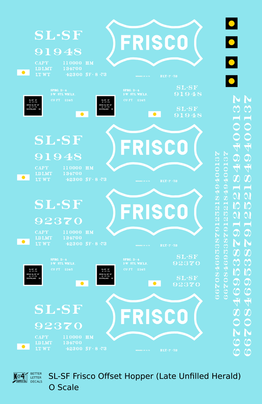 SLSF Frisco Offset Twin Hopper White Unfilled Herald
