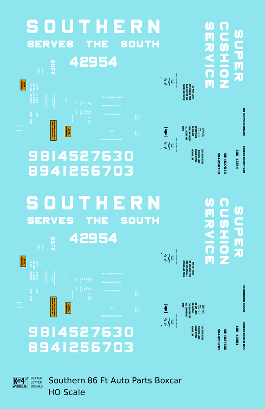 Southern Railway 86 Ft Auto Parts Boxcar White Serves the South