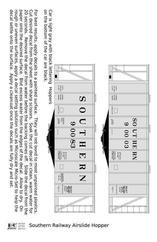 Southern Railway Airslide Hopper Car Black Roman Lettering