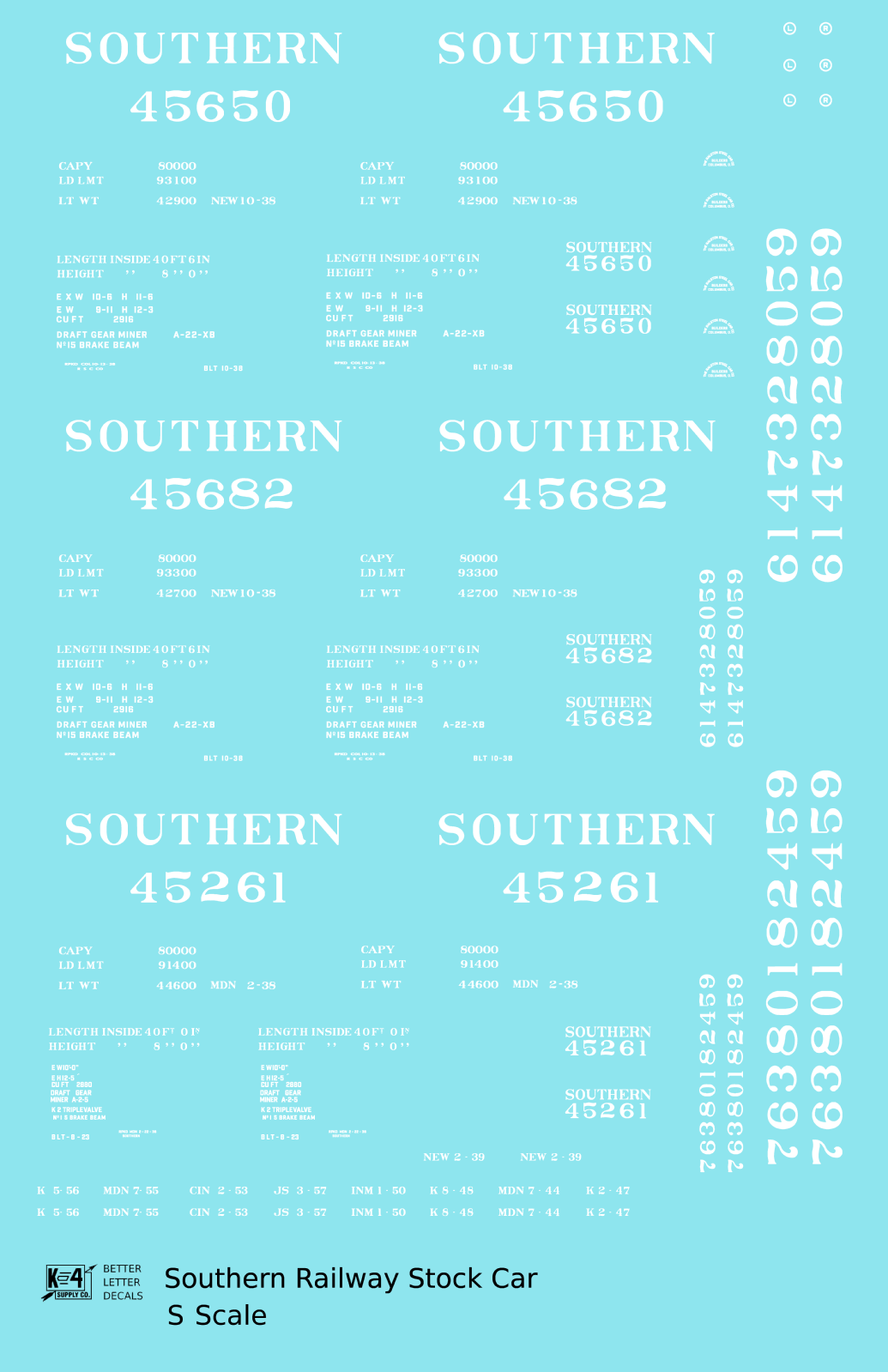 Southern Railway 40 Ft Stock Cars White