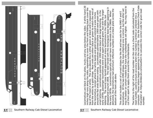 Southern Railway Cab Diesel Locomotive Yellow - Decal