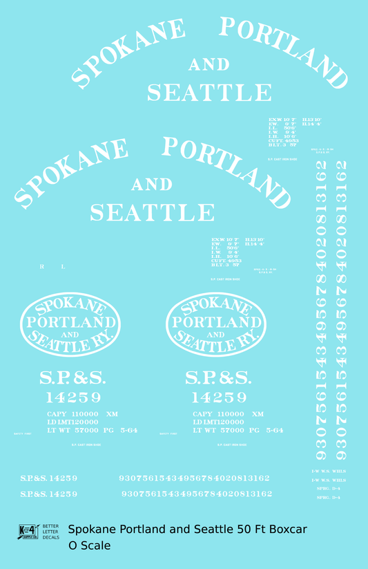Spokane Portland & Seattle 50 Ft Boxcar White Arched Lettering