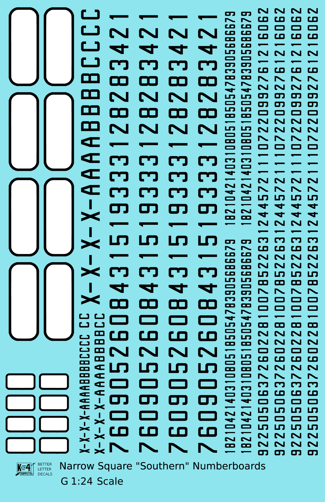Narrow Square Style Diesel Number Boards Black On White - Decal - Choose Scale