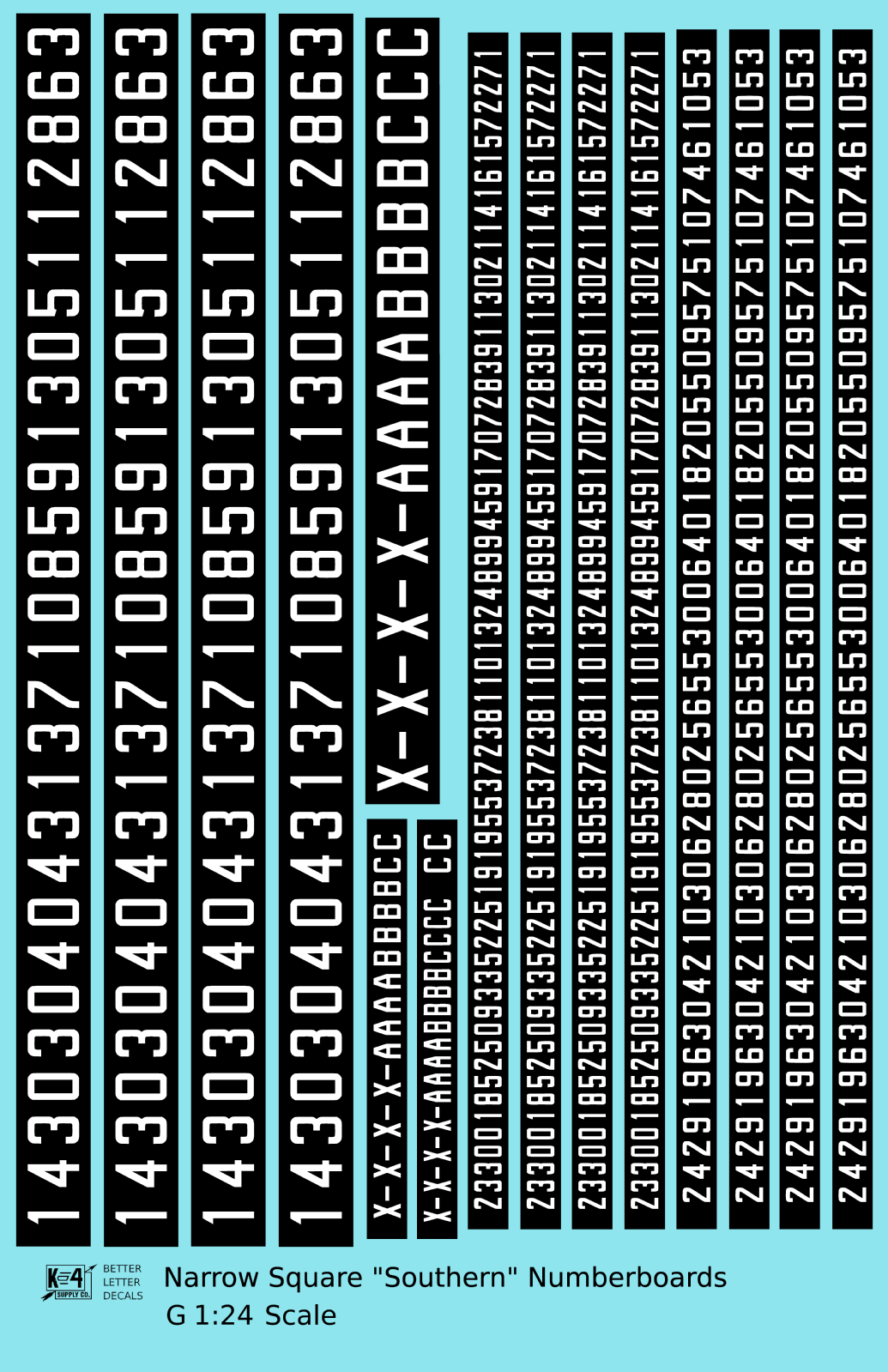Narrow Square Style Diesel Number Boards White On Black - Decal - Choose Scale