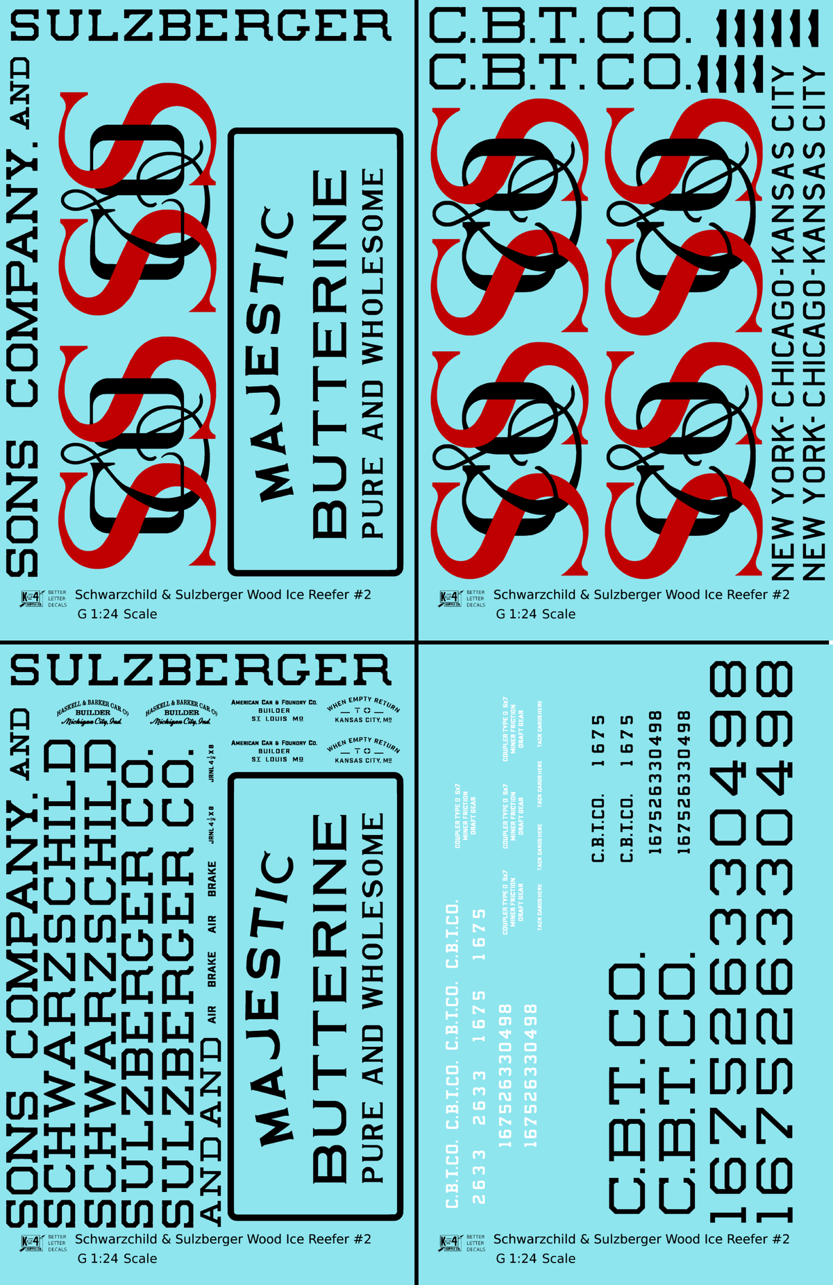 Schwarzchild and Sulzberger Early Wood Ice Reefer Black and Red #2 - Decal - Choose Scale