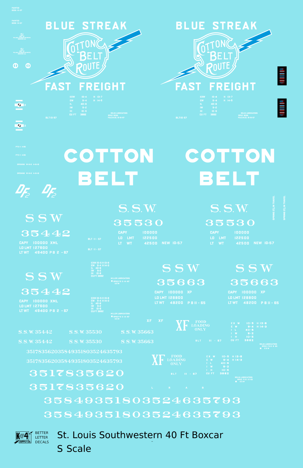 Cotton Belt 40 Ft Boxcar White Block Letter