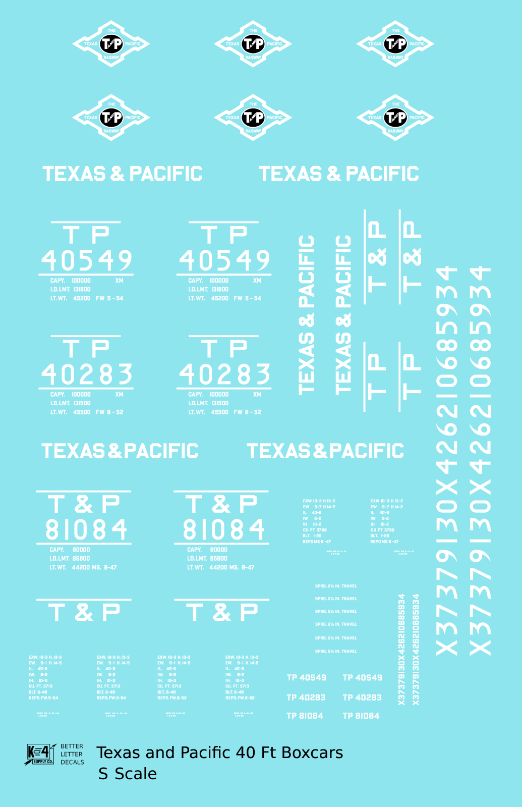 Texas and Pacific 40 Ft Boxcar White