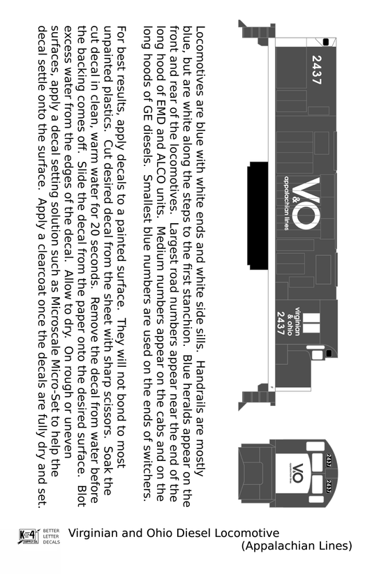 Virginian and Ohio Diesel Locomotive White and Blue Appalachian Lines