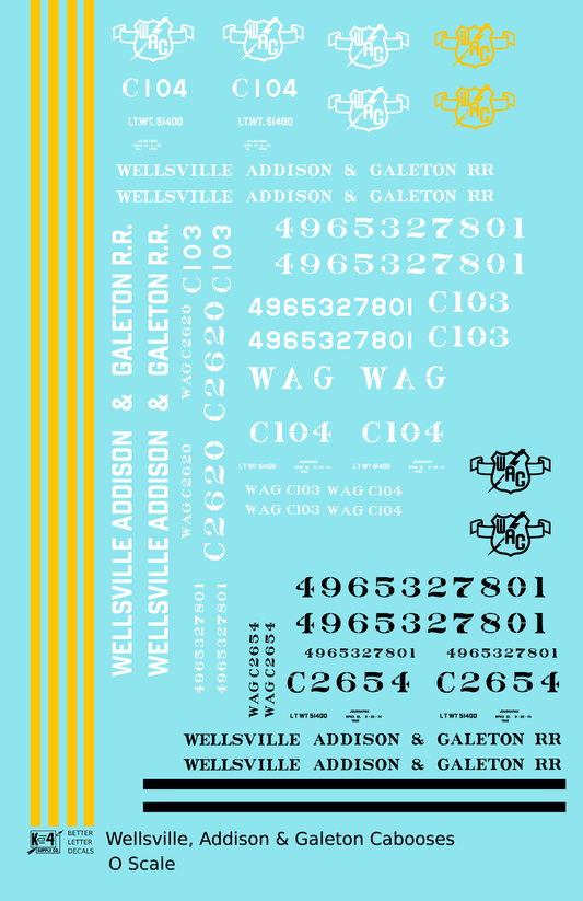 Wellsville, Addison and Galeton Caboose White, Black and Yellow
