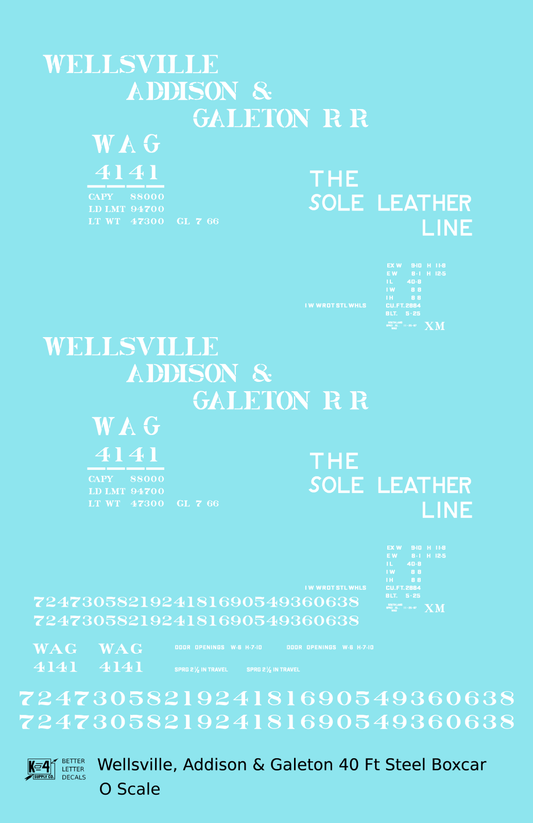 Wellsville, Addison and Galeton 40 Ft Steel Boxcar White WAG