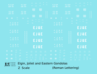 Elgin Joliet and Eastern Gondola White EJ&E Roman Font