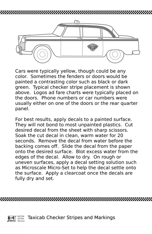 Taxi Cab Car Checker Stripes and Markings